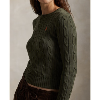 Polo Ralph Lauren 拉夫劳伦 女装 26年早春修身版绞花结棉圆领针织衫 310-橄榄绿 S