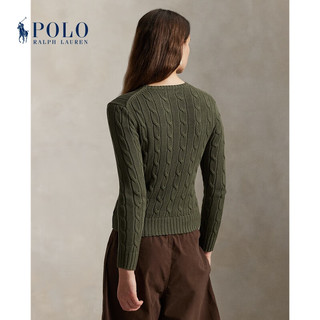 Polo Ralph Lauren 拉夫劳伦 女装 26年早春修身版绞花结棉圆领针织衫 310-橄榄绿 S