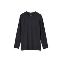 MUJI 無印良品 男士圆领长袖T恤 69AA452 黑色 L