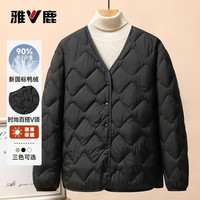 雅鹿时尚轻薄羽绒服女2025秋冬季v领内胆保暖百搭短款冬装外套 米白色 XL (170)