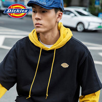 dickies卫衣 印花拼接假两件 女士休闲连帽上衣装 卫衣女 9584 黑色 M