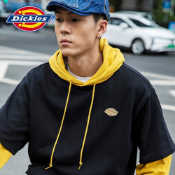 Dickies 卫衣 印花拼接假两件 女士休闲连帽上衣卫衣9584 黑色 S