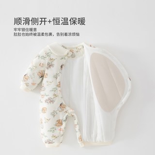 婧麒新生婴儿冬季120g保暖连体衣夹棉加厚小月龄女宝宝冬装外出服
