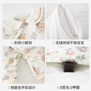 婧麒新生婴儿冬季120g保暖连体衣夹棉加厚小月龄女宝宝冬装外出服