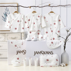 JansYans 纯棉新生婴儿衣服套装轻奢秋冬礼盒见面百天满月礼物母婴必备用品