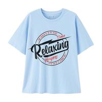 TOYOUTH 初语 女士圆领短袖T恤 8120131002 淡蓝色 M