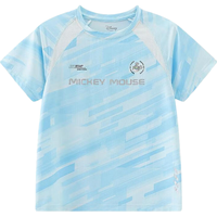 迪士尼（DISNEY）童装儿男童速干短袖T恤防晒运动高弹打底上衣24夏DB421BE13蓝110 蓝色科技斜条