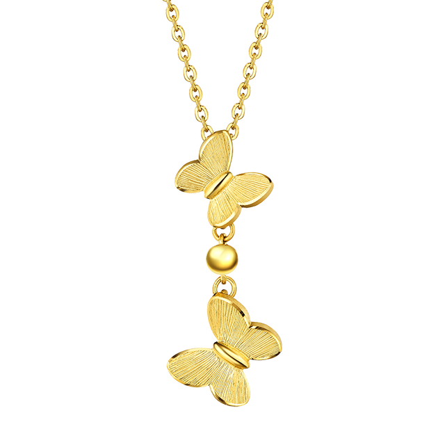 六福珠宝 足金相恋蝶黄金吊坠蝴蝶挂坠不含项链 计价 GMGTBP0085 约1.95克