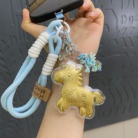 2025新款创意马上有钱手机链挂件钥匙扣包包挂饰送朋友塑箔金马