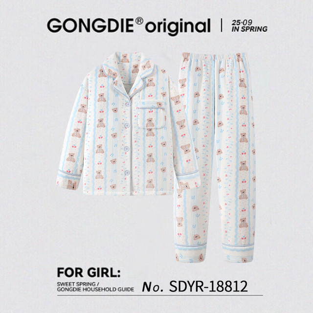 宫蝶 法兰绒睡衣女秋冬加厚保暖可外穿珊瑚绒家居服套装