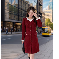 奢姿 2025年新款大码女装拼接圆领裙子胖妹妹花边减龄连衣裙