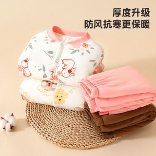 宝宝夹棉套装婴儿保暖加厚秋衣秋裤儿童睡衣秋冬季外出棉服内衣裤
