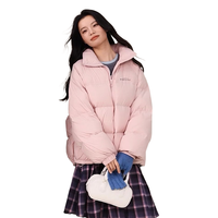 雪中飞2025冬羽绒服男女同款多彩百搭立领短款小O版型保暖绒感厚 粉色|1234 M /160/84A