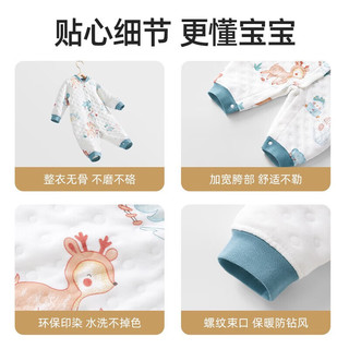 贝肽斯婴儿衣服秋冬夹棉连体衣新生儿宝宝秋装三层空气棉婴儿连体衣 快乐绿林 66cm