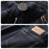 红豆弹力长绒棉牛仔裤25秋冬弹力磨毛直筒休闲牛仔裤男 蓝黑A5 30 170/78A 55-60公斤