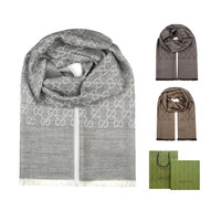 GUCCI 经典双G双面时尚织花羊毛绒线流苏百搭围巾情侣款