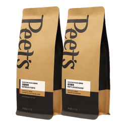 皮爷咖啡 皮爷Peets 咖啡豆250g*2包(浓缩+家常+随机品牌周边*1)-深烘