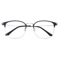 目匠 3389 黑银色纯钛眼镜框+1.61折射率 防雾防蓝光镜片