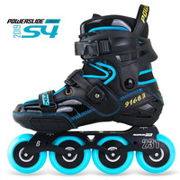 宝狮莱德国S4专业平花轮滑鞋成人刷街休闲鞋男女直排轮一体式鞋身溜冰鞋 黑蓝色 40 (尺码偏小,拍运动鞋+1码)