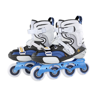 宝狮莱德国S4专业平花轮滑鞋成人刷街休闲鞋男女直排轮一体式鞋身溜冰鞋 灰白蓝 39 (尺码偏小,拍运动鞋+1码)