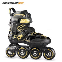 宝狮莱德国S4专业平花轮滑鞋成人刷街休闲鞋男女直排轮一体式鞋身溜冰鞋 黑金色 41 （尺码偏小，拍运动鞋+1码）