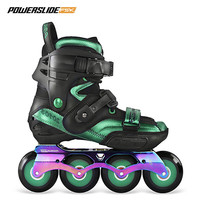 宝狮莱德国S4专业平花轮滑鞋成人刷街休闲鞋男女直排轮一体式鞋身溜冰鞋 黑绿色 35 （尺码偏小，拍运动鞋+1码）