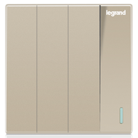 罗格朗 开关插座面板仕典米兰金家用86型五孔带USB墙壁电源暗装多孔插座 四开单控带荧光