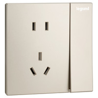 罗格朗 开关插座面板仕典米兰金家用86型五孔带USB墙壁电源暗装多孔插座 一开单控五孔【大按钮开关】