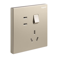 罗格朗 开关插座面板仕典米兰金家用86型五孔带USB墙壁电源暗装多孔插座 一开单控五孔