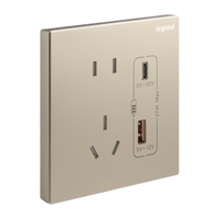 罗格朗 开关插座面板仕典米兰金家用86型五孔带USB墙壁电源暗装多孔插座 Type A+C USB充电五孔插座