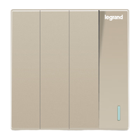 罗格朗 开关插座面板仕典米兰金家用86型五孔带USB墙壁电源暗装多孔插座 四开双控带荧光