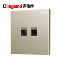 罗格朗 开关插座面板仕典米兰金家用86型五孔带USB墙壁电源暗装多孔插座 电话+电脑插座