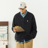 714street华夫格毛衣开衫男2024秋季纯色装V领针织衫外套 橘色 M