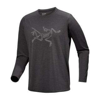 1h可退 加拿大Arc'teryx Cormac Logo Shirt LS男速干T恤X000 Black Heather/Solitude黑色X000008452