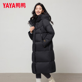 鸭鸭（YAYA）长款羽绒服女过膝2025冬季新款连帽百搭休闲时尚保暖加厚极寒外套 白色 M (建议115-130斤)
