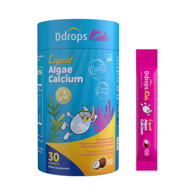 PLUS会员：Ddrops 儿童钙镁锌有机柠檬酸钙婴幼儿液体钙片维生素d3 k2 矿物质海藻钙 30条/罐