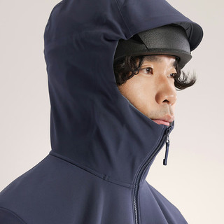 始祖鸟（ARC'TERYX）男子软壳夹克 GAMMA MX HOODY 防水弹力防风保暖软壳连帽夹克外套 Black Sapphire/蓝黑色 XS