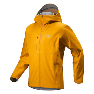 始祖鸟（ARC'TERYX）男子软壳夹克 GAMMA MX HOODY 防水弹力防风保暖软壳连帽夹克外套 Edziza/橙黄色 XXL
