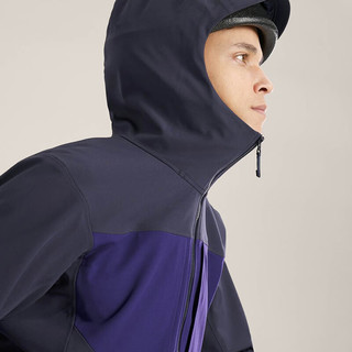 始祖鸟（ARC'TERYX）男子软壳夹克 GAMMA MX HOODY 防水弹力防风保暖软壳连帽夹克外套 Black Sapphire/Soul/蓝黑紫 L