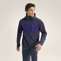 始祖鸟(ARC'TERYX)男子软壳夹克 GAMMA MX HOODY 防水弹力防风保暖软壳连帽夹克外套 Black Sapphire/Soul/蓝黑紫 S