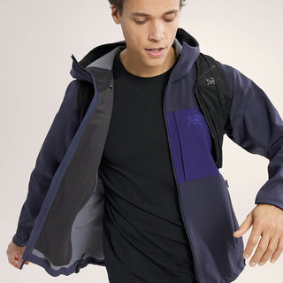 始祖鸟（ARC'TERYX）男子软壳夹克 GAMMA MX HOODY 防水弹力防风保暖软壳连帽夹克外套 Black Sapphire/Soul/蓝黑紫 L