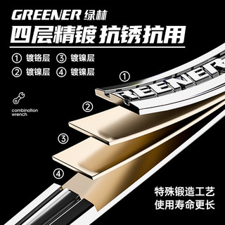 绿林（GREENER）两用扳手开口扳手14加长梅花13梅开呆板手汽修工具8-32mm套装 【大扭矩】两用扳手15件套(8-24)