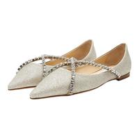 JIMMY CHOO GENEVI FLAT系列 女士单鞋 GENEVI FLAT GJV 冰白金色 35