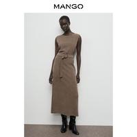 MANGO 女装连衣裙2025冬装复古灯芯绒含腰带后开叉连衣裙