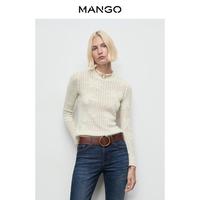 限尺码：MANGO 女装毛针织衫2025冬装镂空花卉针织修身内搭毛衣