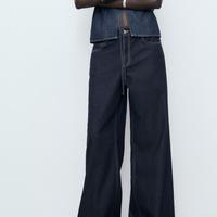 限尺码：MANGO 女装牛仔裤2025夏装复古低腰宽松拖地阔腿牛仔裤