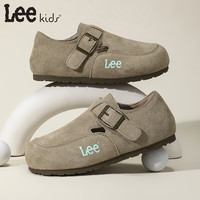 LEE KIDS童鞋秋季儿童耐磨休闲单鞋男大童一脚蹬勃肯鞋软底皮鞋女童 沙色 36 【脚长221mm】