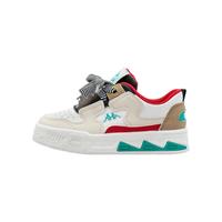 Kappa Kids卡帕童鞋儿童运动鞋女童春季魔术贴板鞋小白鞋男童百搭板鞋 088-米白/红 30 内长19.5适合脚长18.5 30码 内长19.5适合脚长18.5