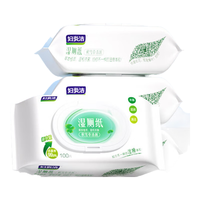 妇炎洁湿厕纸积雪草100抽*4家庭装私处湿纸巾擦屁股抑菌男女通用 积雪草湿厕纸 100抽*4包