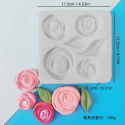 耐杰 DIY翻糖硅胶蛋糕模 山茶花玫瑰花巧克力模 香薰蜡烛装饰模具